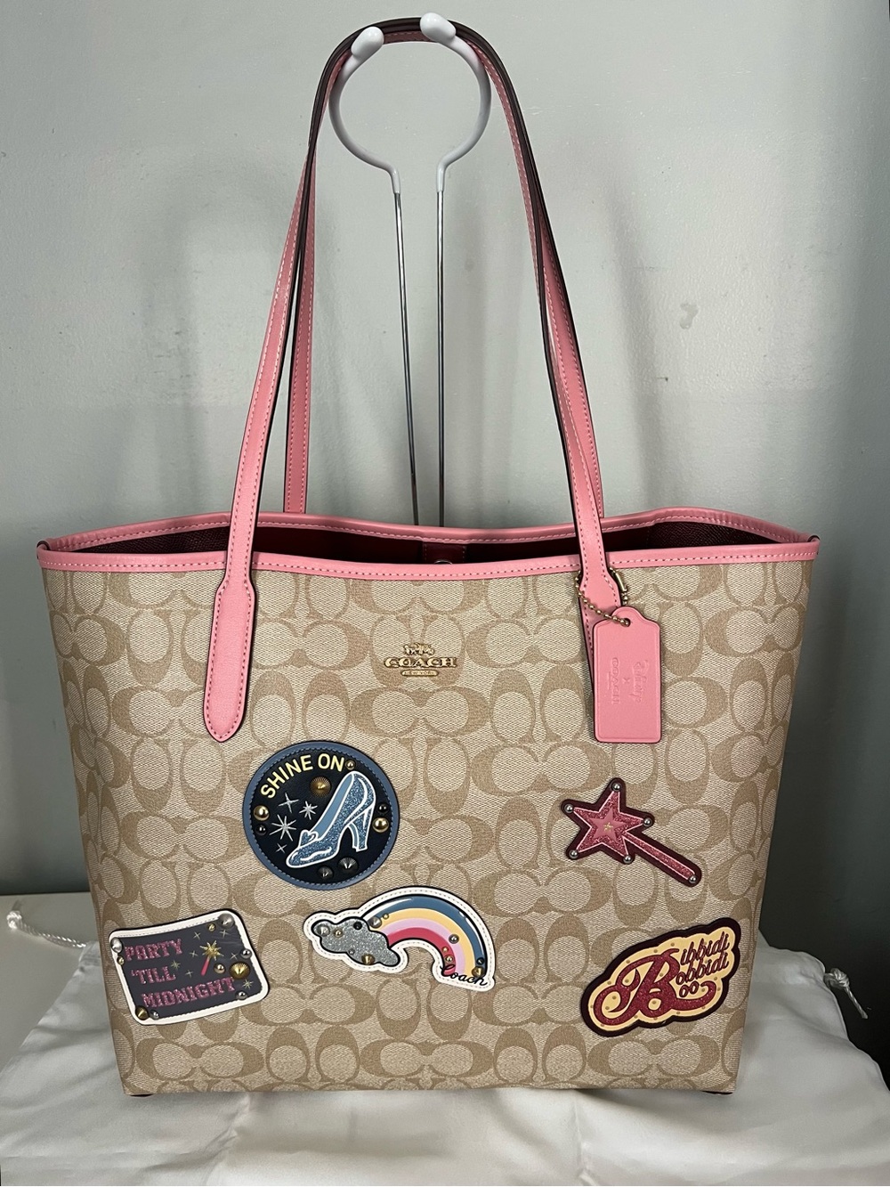 Disney X Coach City Tote Bag In Signature Canvas With Patches